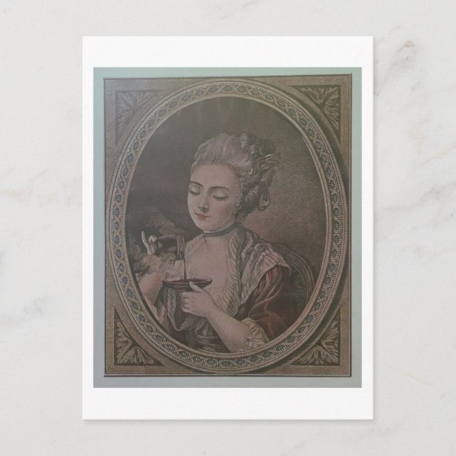 A Dam-drickande choklad (färg litho) Vykort (Framsida)