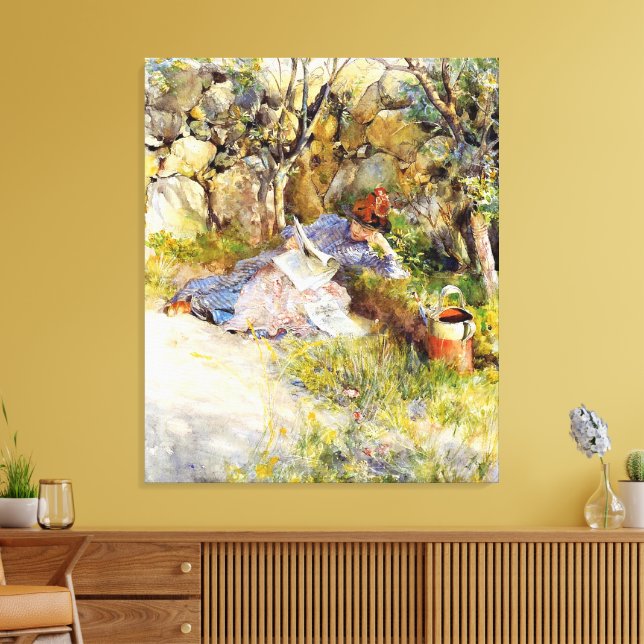 A Dam Läsa en tidning Canvastryck (Insitu (Vardagsrum))