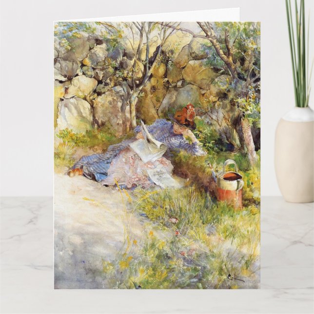 A Dam Läsa en tidning Kort (Framsida)