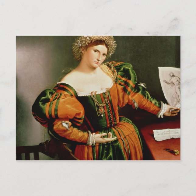 A Dam med Teckning i Lucretia, 1530-33 Vykort (Framsida)