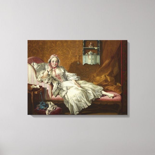 A Dam på hennes dag Bed, 1743 av Francois Boucher Canvastryck (Framsida)