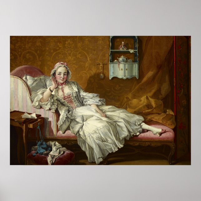 A Dam på hennes dag Bed, 1743 av Francois Boucher Poster (Framsidan)