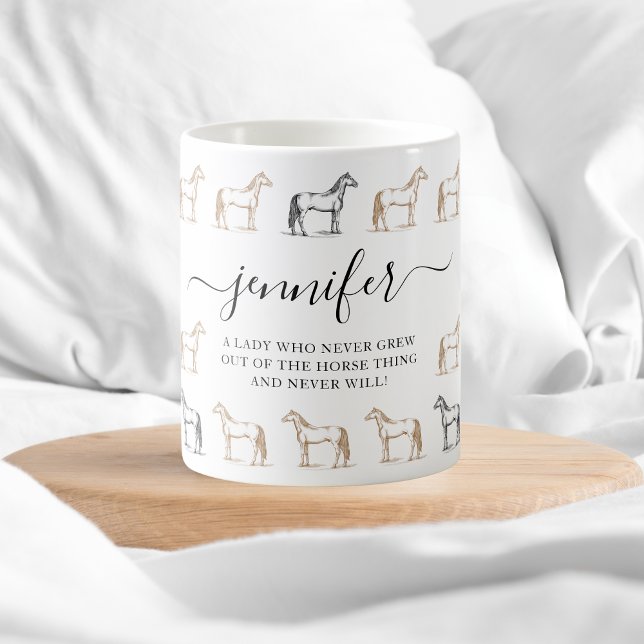 A Dam som aldrig har ut från Horse Sak Kaffemugg (A Lady who never got out of the Horse Thing Coffee Mug)