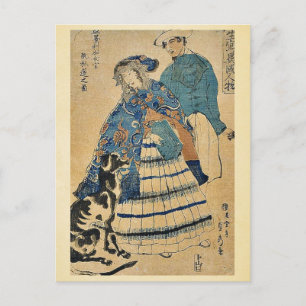 A dam spelar dragspel av Utagawa,Sadahide Vykort