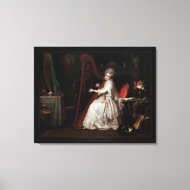 A Dam spelar på Harp av Richard Cosway Canvastryck (Framsida)