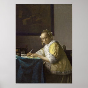 A Dam Writing, c. 1665 (olja på canvas) Poster