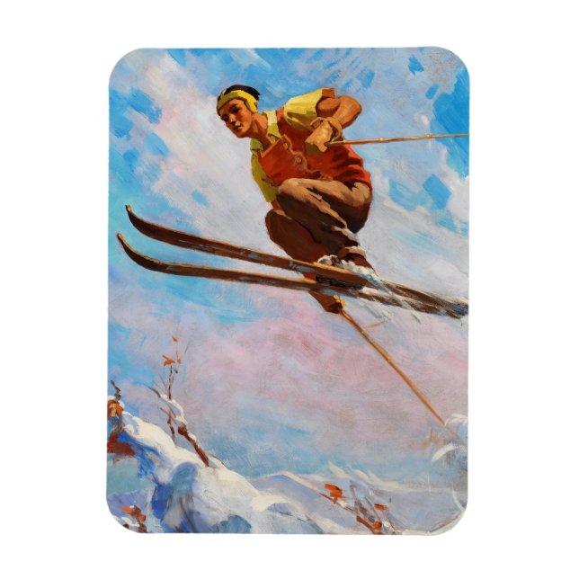 A Dash Skier av Endre Hollos Magnet (Vertikal)