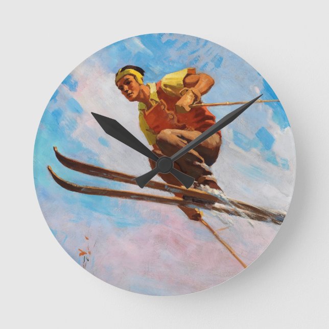 A Dash Skier av Endre Hollos Rund Klocka (Framsida)
