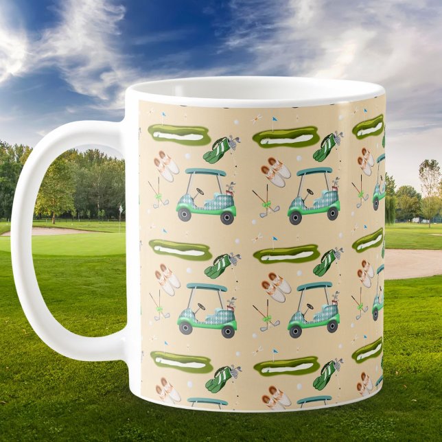 A Day Of Golfing Pattern  Kaffemugg (Skapare uppladdad)