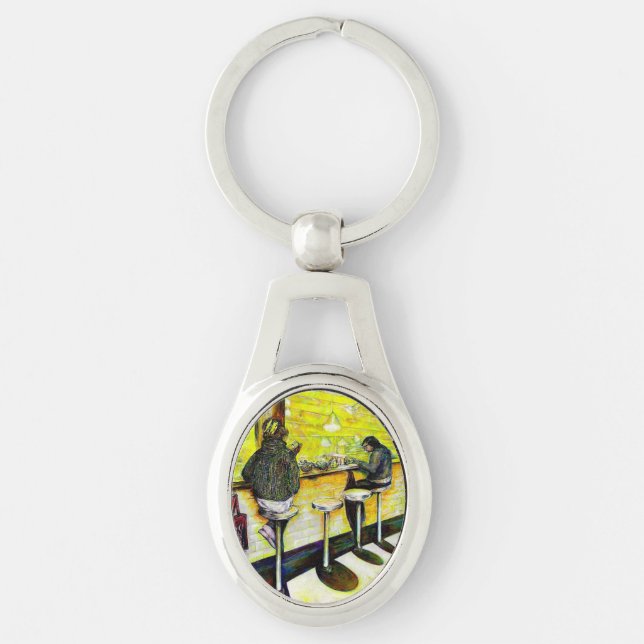 A Day Off from Crazy Ovalt Silverfärgad Nyckelring (Framsidan)