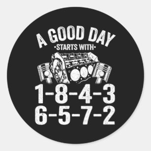 A Day St med 1-8-4-3-6-5-7-2-beställningsgarage Runt Klistermärke