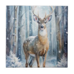 A Deer Kakelplatta<br><div class="desc">A gorgeous deer in the forest in winter</div>
