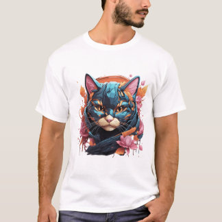 A detailed illustration face magig futurist t shirt