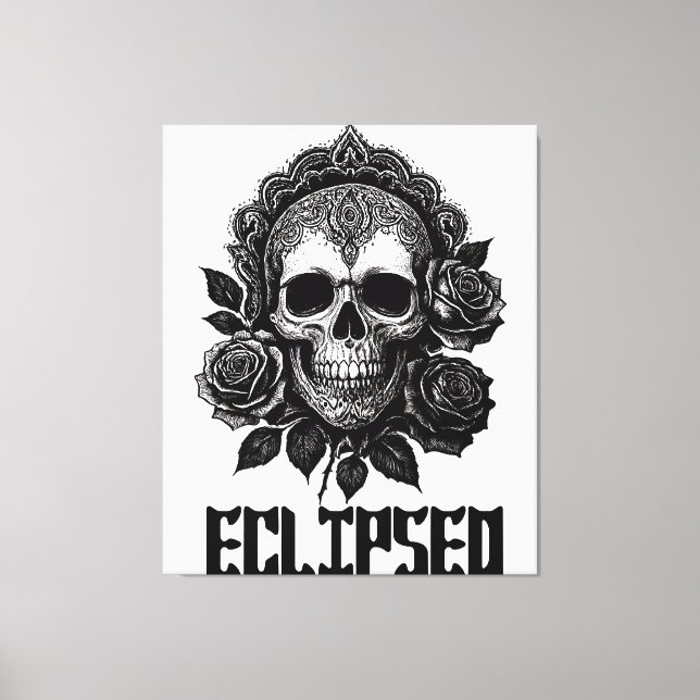 A detailed skull adorned with intricate patterns canvastryck (Framsida)