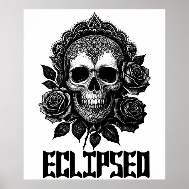 A detailed skull adorned with intricate patterns poster (Framsidan)