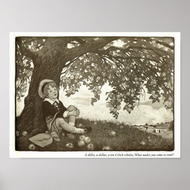 A Diller, A Dollar Nursery Rhyme-utskrift Poster (Framsidan)