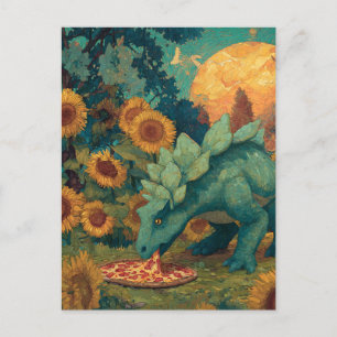 A Dino Eating a Pizza Vykort