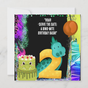 A Dinosaur 2:a födelsedagen Party Spara Datumet