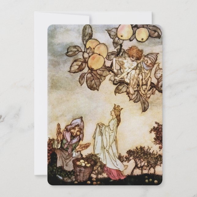 "A Dish of Apples" Vattenfärg av Arthur Rackham Inbjudningar (Framsida)