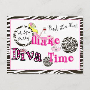 "A DIVA Spa Party!" vykort Inbjudan