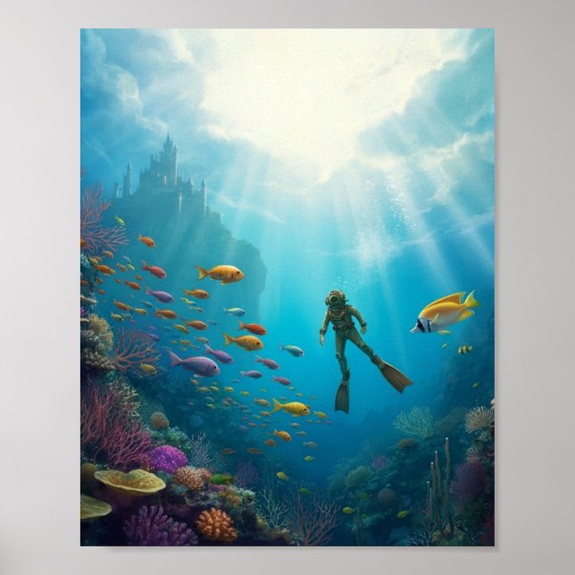 A diver discovers a castle in the reef poster (Framsidan)
