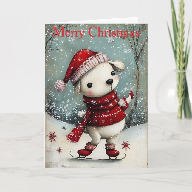 A Dog Ice Skating Helgkort (Framsida)