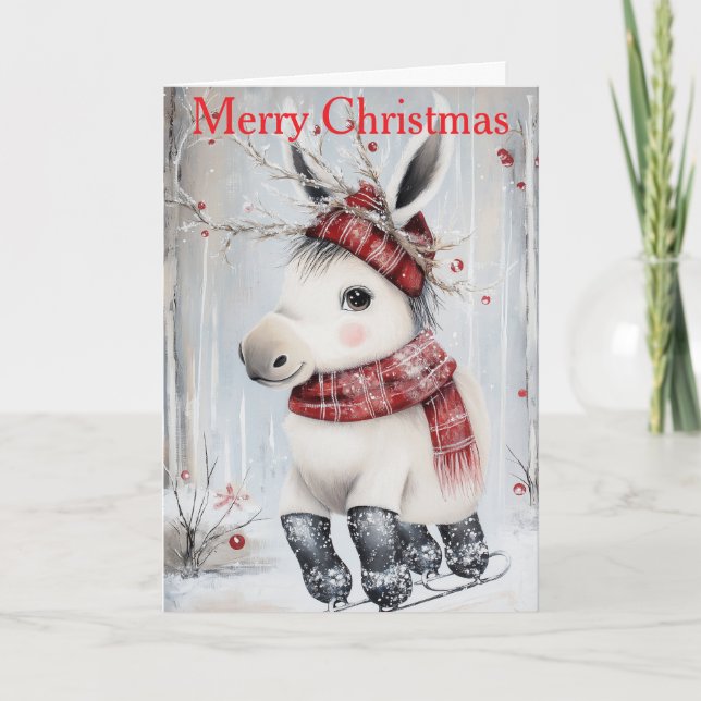 A Donkey Ice Skating Helgkort (Framsida)