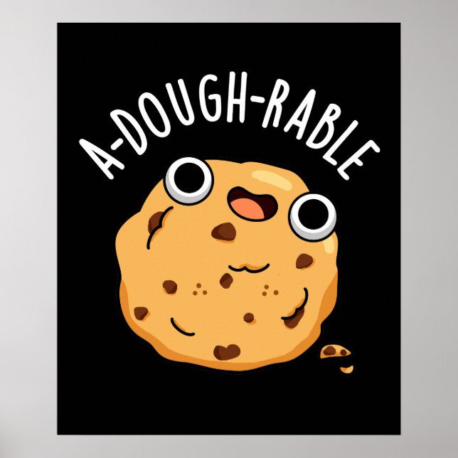A-dough-able Funny Cookie Pun Mörk BG Poster (Framsidan)