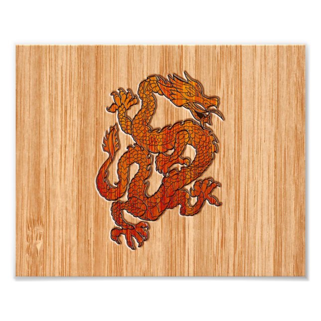 A Dragon in oriental Bamboo Fototryck (Framsidan)