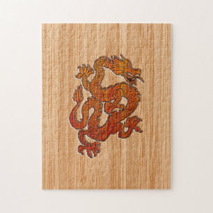 A Dragon in oriental Bamboo Pussel