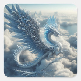 A Dragon omgiven av moln Fyrkantigt Klistermärke