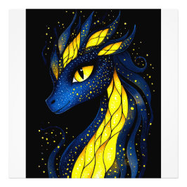 A dragon with glowing yellow scales fototryck