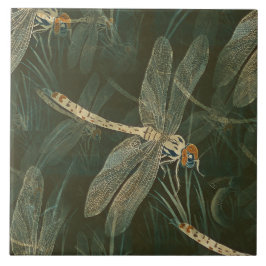 A DRAGONFLY ON GREEN TILE KAKELPLATTA