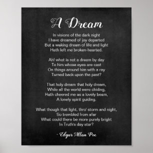 A Dream Dikt av Edgar Allan Poe Black and White Poster