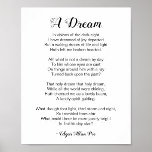 A Dream Dikt av Edgar Allan Poe Poster