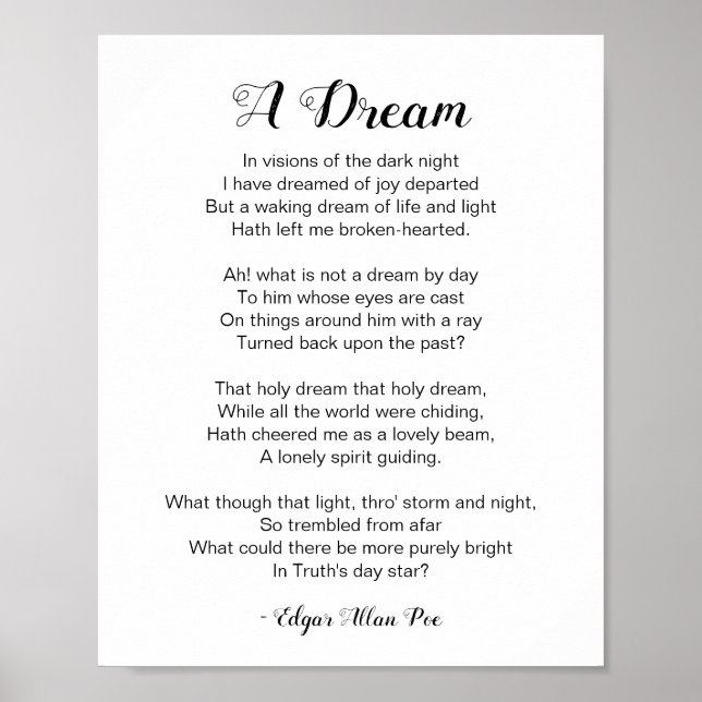 A Dream Dikt av Edgar Allan Poe Poster (Framsidan)