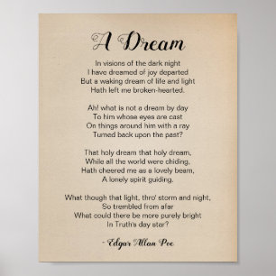 A Dream Dikt av Edgar Allan Poe Vintage affisch
