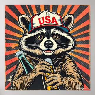 A DRUNK RACCOON WALKS INTO A BAR-3 POSTER