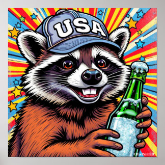A DRUNK RACCOON WALKS INTO A BAR-5 POSTER