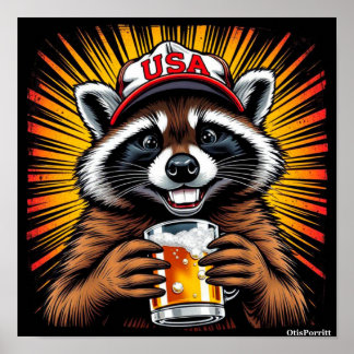 A DRUNK RACCOON WALKS INTO A BAR-6 POSTER