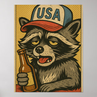 A DRUNK RACCOON WALKS INTO A BAR-6 POSTER