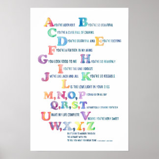 A, du är förtjusande Nursery Alphabet Poster-Delig Poster