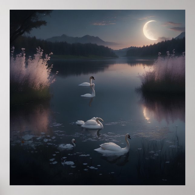 A Fabulous Moonlit Sjö har omringats Poster (Framsidan)