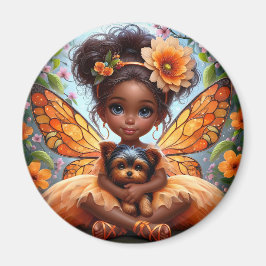 A Fairy and her Puppy - Orange Magnet