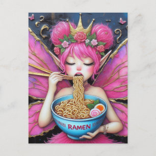 A Fairy Eating Ramen Vykort