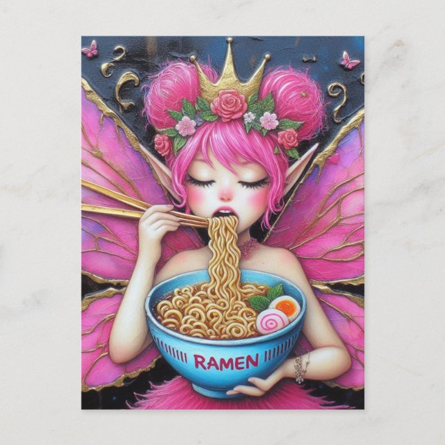 A Fairy Eating Ramen Vykort (Framsida)