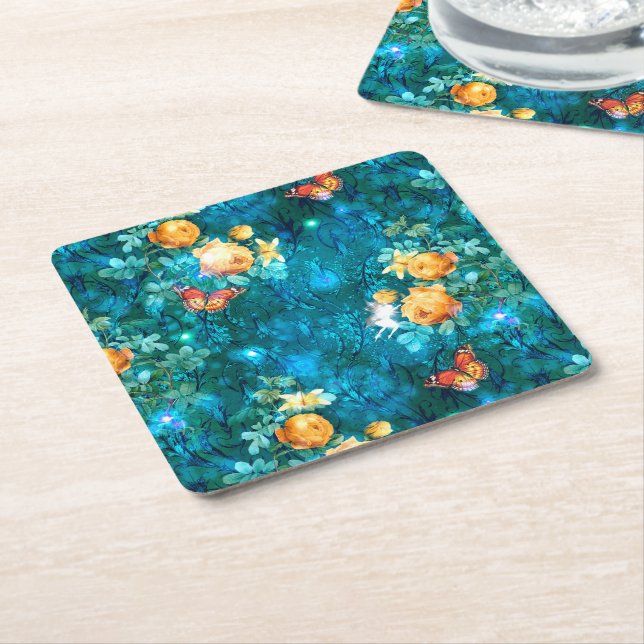 A Fairy in the Garden Series Design 11 Underlägg Papper Kvadrat (Vinklad)