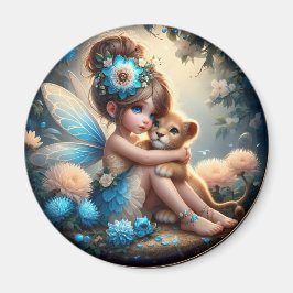 A Fairy och hennes Lejona Unge - Blue Magnet
