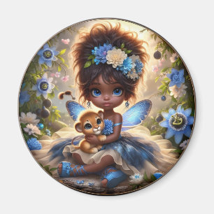 A Fairy och hennes Lejona Unge Blue Magnet