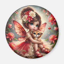 A Fairy och hennes Lejona Unge - Red Magnet